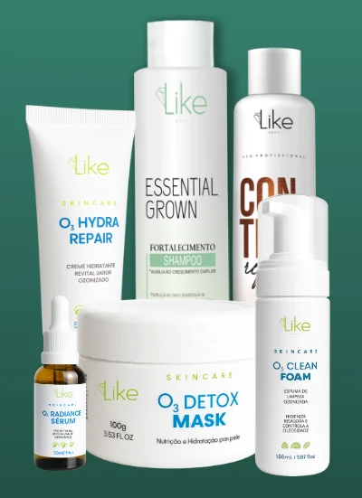 Imagem de vários produtos ozonizados da Like Brasil